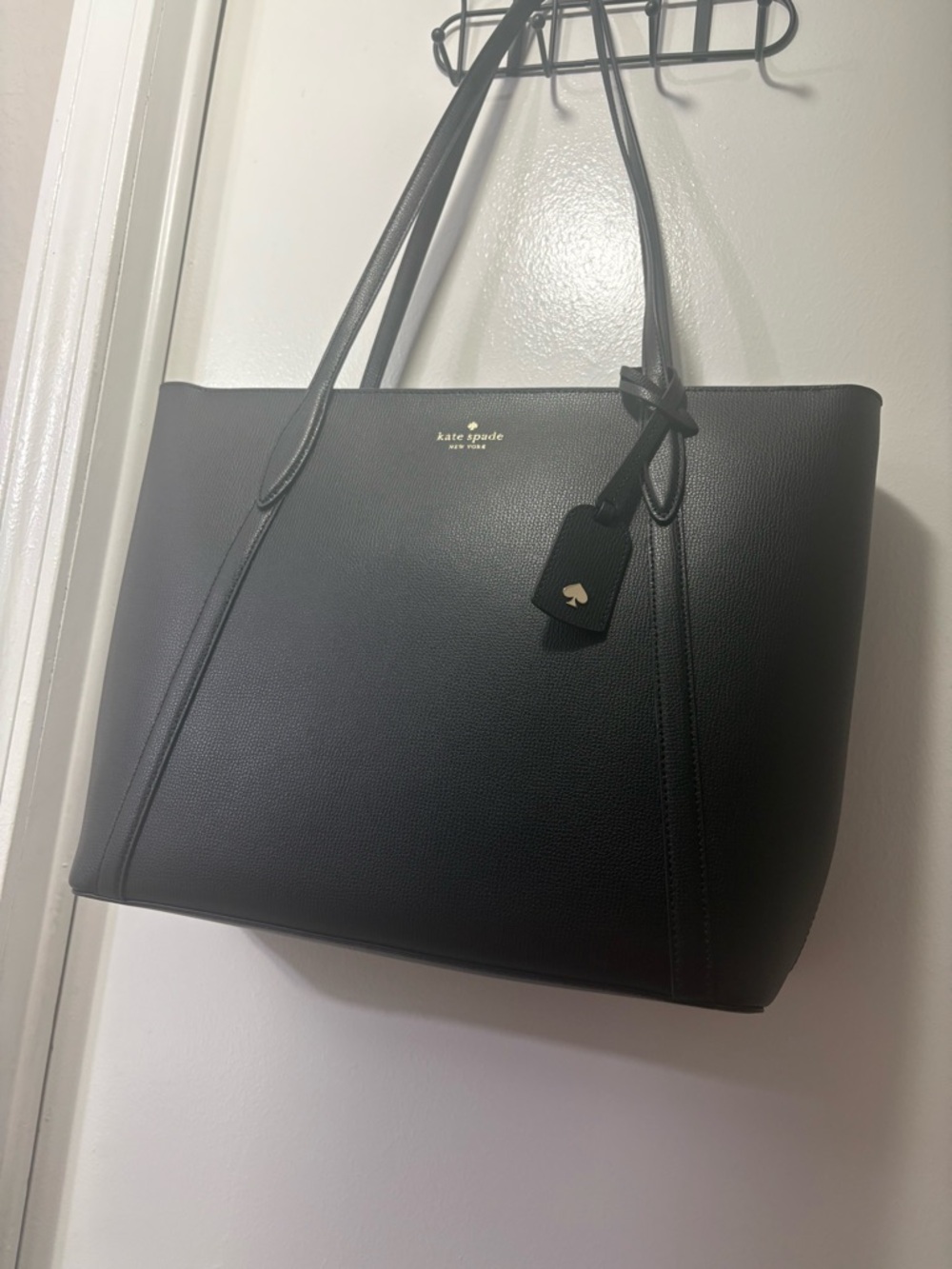 kate spade black leather tote - Picture 2 of 5